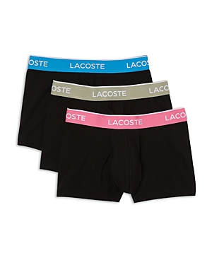 Lacoste Cotton Stretch Contrast Logo Waistband Trunks, Pack of 3