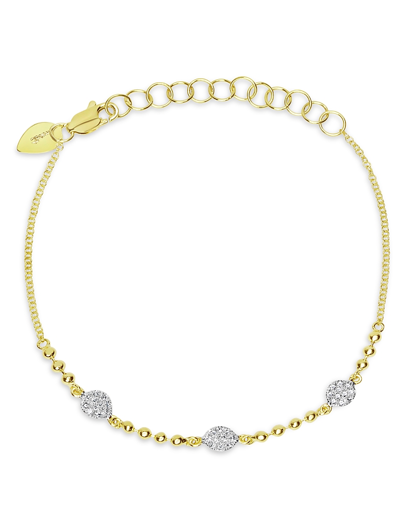 Meira T 14k White & Yellow Gold Diamond Mini Cluster Beaded Bracelet In Gold