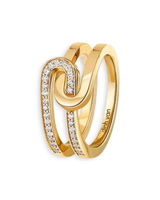 18K Yellow Gold Maillon Diamond Interlocking Ring