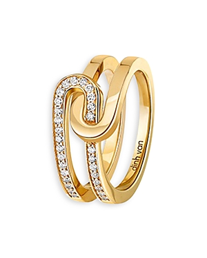 Shop Dinh Van 18k Yellow Gold Maillon Diamond Interlocking Ring