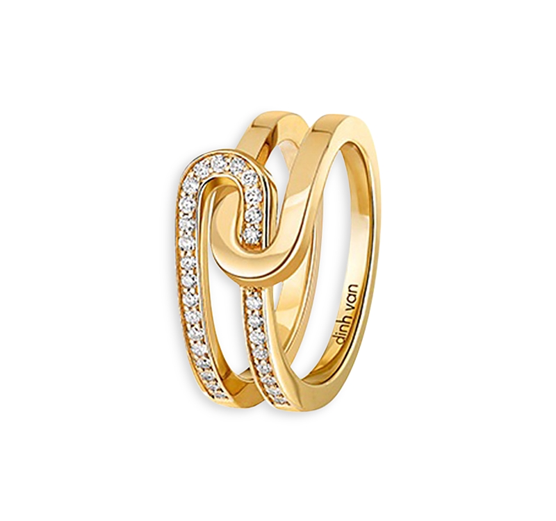 Dinh Van Yellow Gold Mail Diamond Ring In Gold