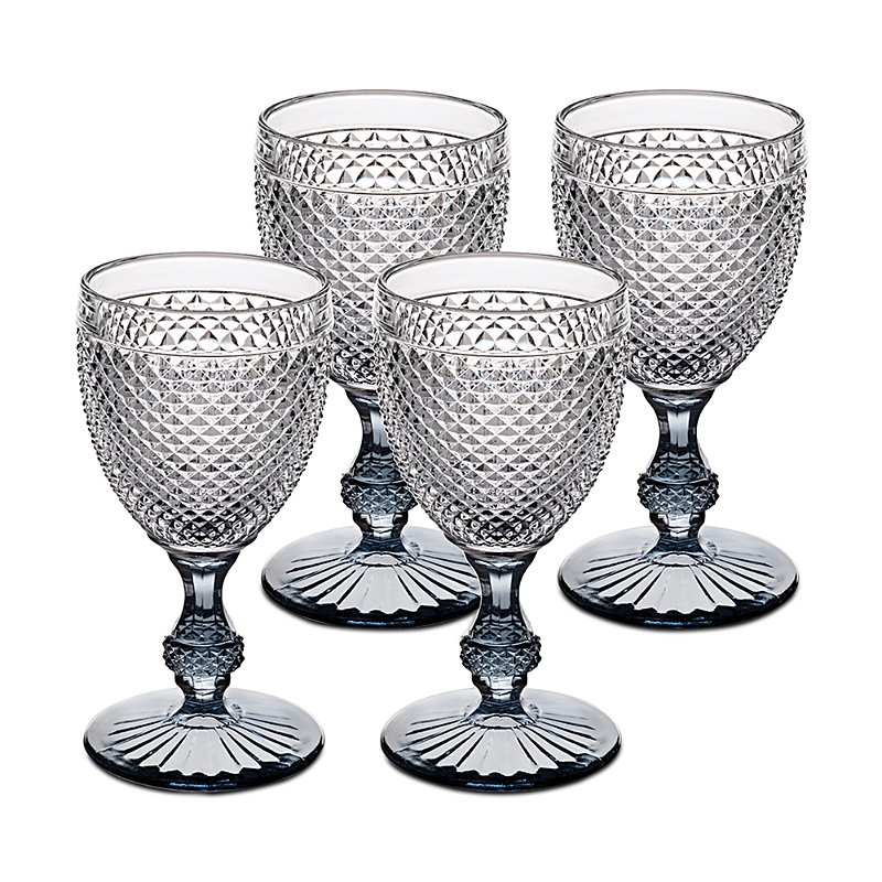 Vista Alegre Bicos Bicolor Goblet With Grey Stem, Set Of 4 In Multi