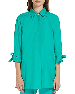 Max Mara Gigi Button Down Poplin Blouse In Pastel Green