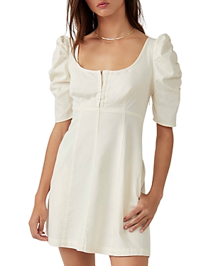 Free People Cheyenne Denim Minidress In Ivory