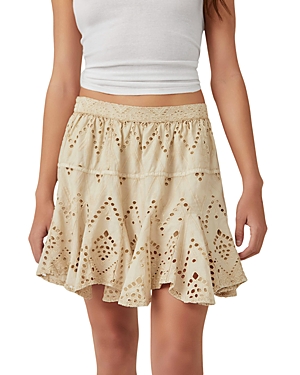 Free People Serenity Eyelet Mini Skort In Tea