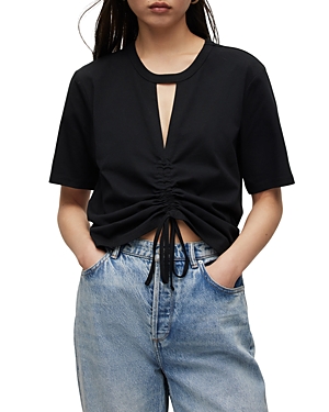 Shop Allsaints Gigi Cutout Drawstring Tee In Black