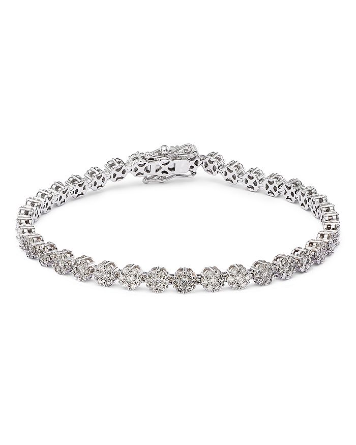 Bloomingdale's - Diamond Flower Cluster Bracelet in 14K White Gold, 3.0 ct. t.w. - 100% Exclusive