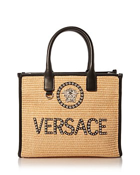 Versace La Medusa Convertible Tote Bag Leather Small Black