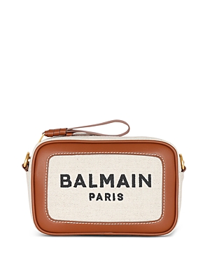 Shop Balmain B-army Mini Camera Bag Crossbody In Natural/brown/gold