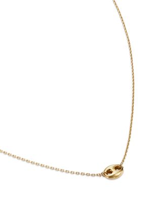 14K Yellow Gold Puff Mariner Link Pendant Necklace, 18"