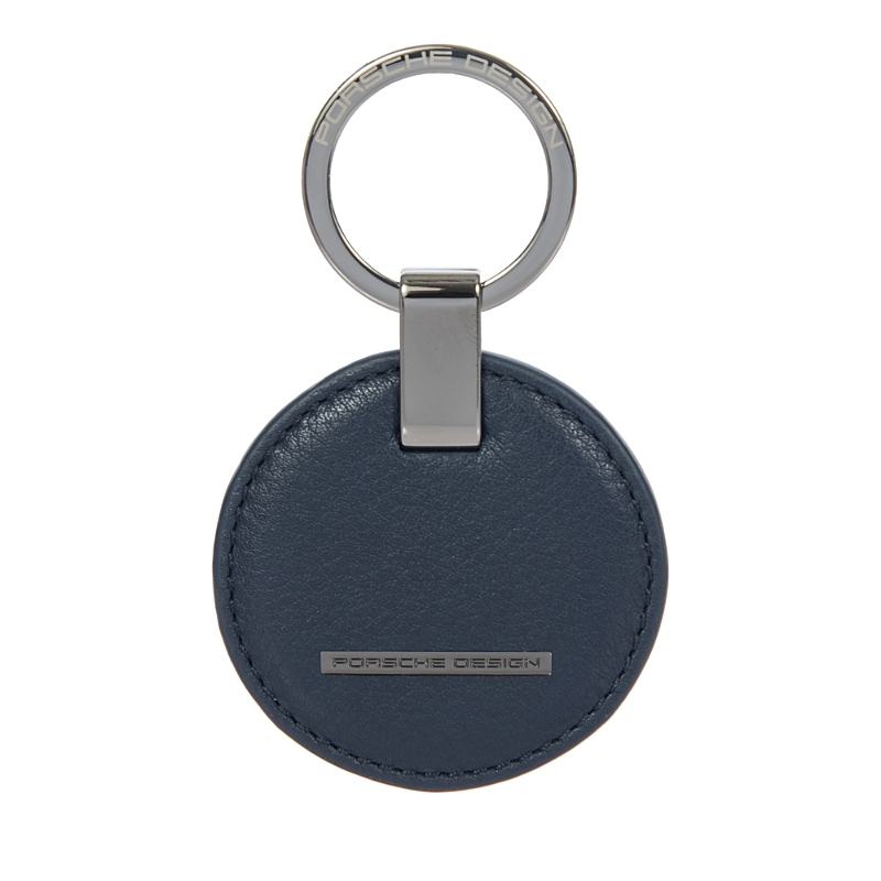 Porsche Design Men's Circle Leather Logo Keyring In Blue Matte