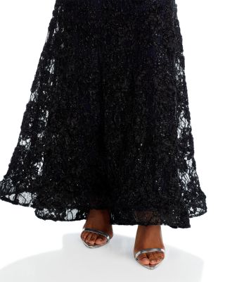 Off-the-Shoulder Embellished Lace Gown - Exclusive