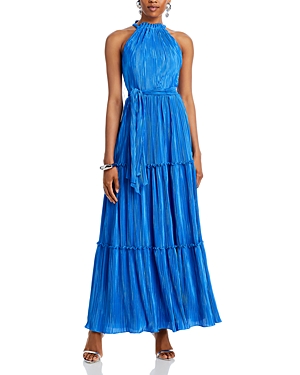 Aqua Pleated Tie Waist Dress - 100% Exclusive