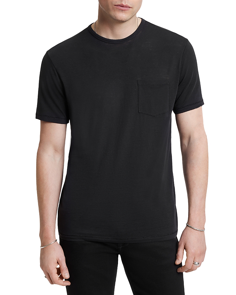 John Varvatos Bond Burnout Pocket Tee In Black
