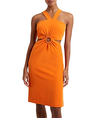 French Connection Echo Crepe Dress In Madarin Orange