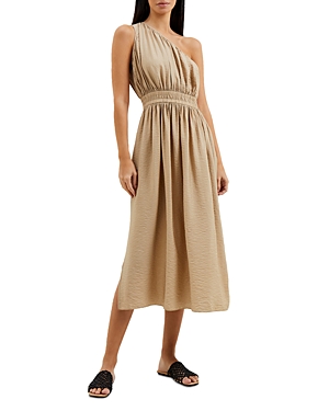 French Connection Faron Midi One Shoulder Dress In Incense