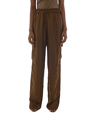 Helmut Lang Satin Pull-on Cargo Pants In Cigar