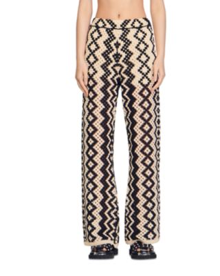 パンツ Ermanno Scervino Wide-Leg Pants With Geometric Pattern Sandro Henrik Geometric Crochet Wide Leg Pants | Bloomingdale's