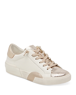 Shop Dolce Vita Women's Zina Low Top Sneakers In White/gold