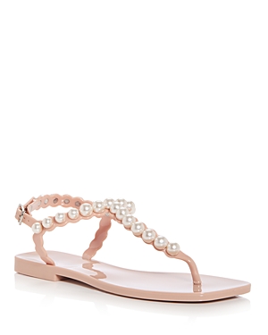 Jeffrey Campbell Pearlesque Imitation Pearl Ankle Strap Sandal In Natural Shiny