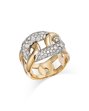 Bloomingdale's Diamond Link Ring In 14k White & Yellow Gold, 1.30 Ct. T.w. - 100% Exclusive In Gold/white