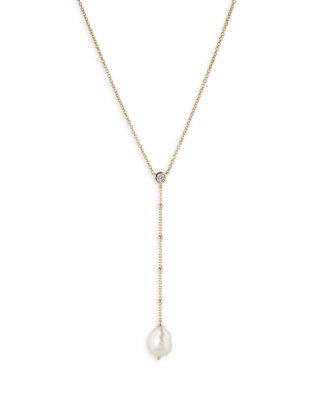 Nadri - Dot Dot Dot Cultured Freshwater Pearl Y Drop Necklace in 18K Gold Plated, 16"