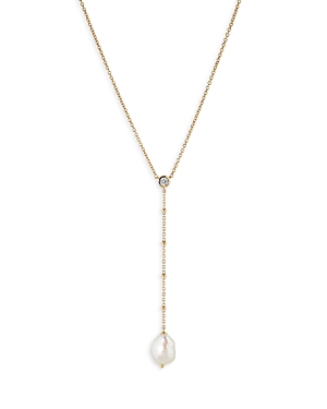 Dot Dot Dot Cultured Freshwater Pearl Y Drop Necklace in 18K Gold Plated, 16