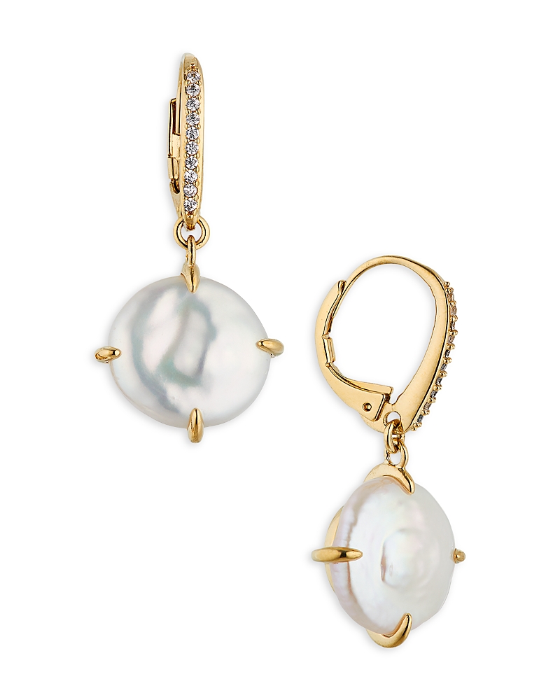 Nadri Dot Dot Dot Cultured Freshwater Coin Pearl Drop Earrings in 18K Gold Plated