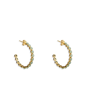 Argento Vivo Gemstone Scalloped C Hoop Earrings in 18K Gold Plated Sterling Silver