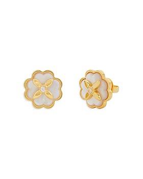 kate spade new york - Heritage Bloom Cubic Zirconia & Mother of Pearl Flower Stud Earrings in Gold Tone