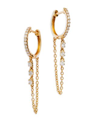 Bloomingdale's Fine Collection Diamond Chain Drop Hoop Earrings in 14K Yellow Gold, 0.25 ct. t. w. - Exclusive