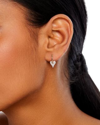 Diamond Heart Drop Hoop Earrings in 14K White & Yellow Gold, 0.23 tcw 