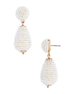 Kenneth Jay Lane - White Bead Drop Earrings