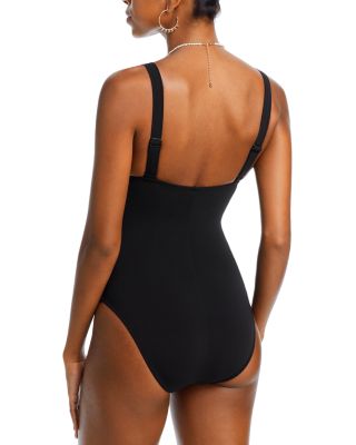 Ava Plunge Neck Tie-Front One Piece Swimsuit