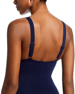 Ava Plunge Neck Tie-Front One Piece Swimsuit