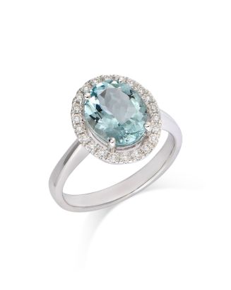 Bloomingdale's Fine Collection Bloomingdale's Aquamarine & Diamond Halo ...