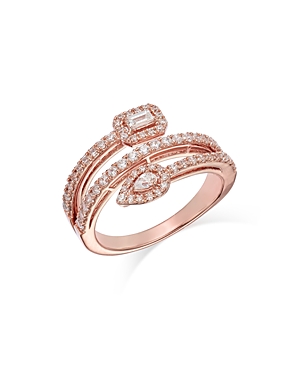 Bloomingdale's Diamond Pear, Baguette & Round Cut Wrap Ring in 14K Rose Gold, 0.75 ct. t.w. - 100% E