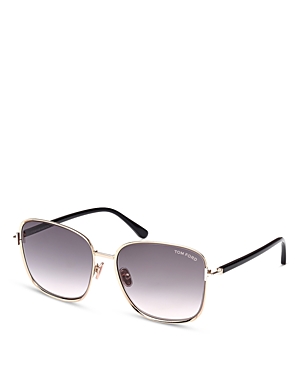 Shop Tom Ford Fern Square Sunglasses, 57mm In Gold/gray Mirrored Gradient
