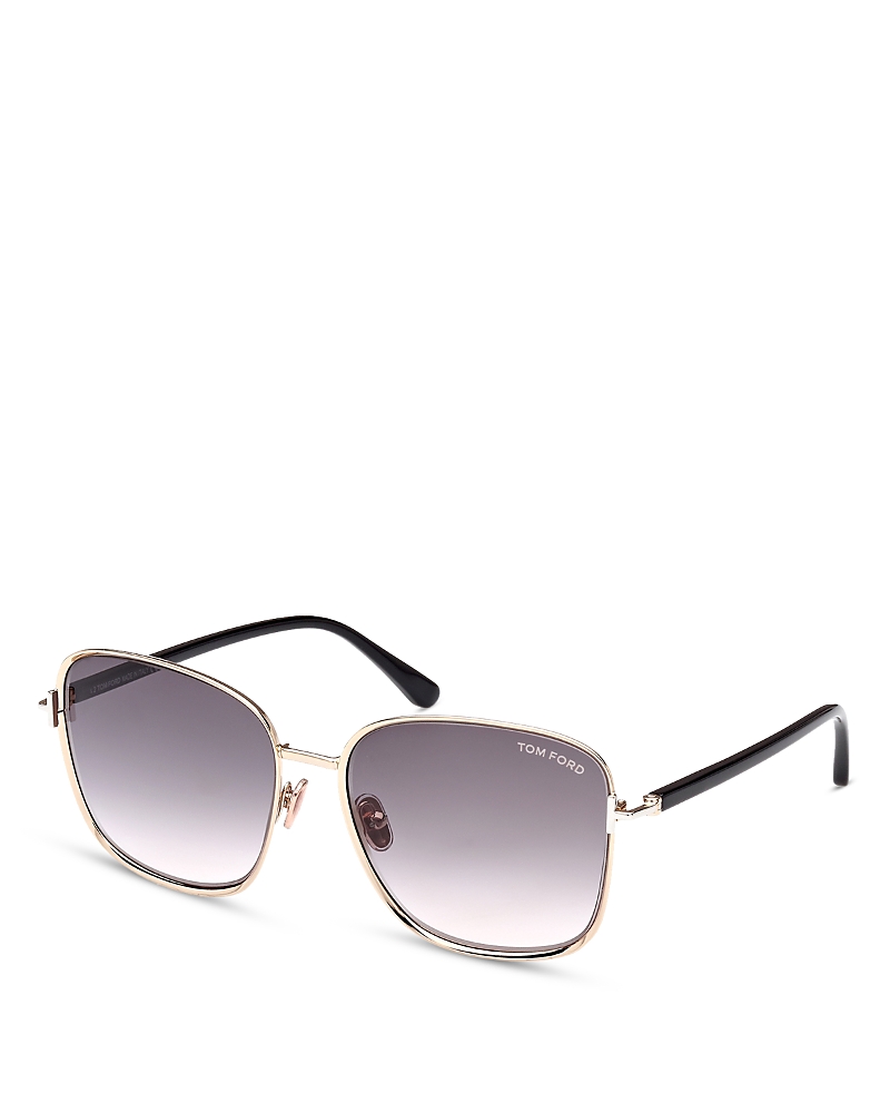 Tom Ford Fern 57mm Square Sunglasses In Gold/gray Mirrored Gradient