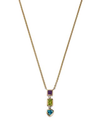 Bloomingdale's Fine Collection - Multi Gemstone & Diamond Pendant Necklace in 14K White & Yellow Gold, 16"