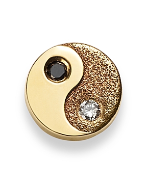 Shop Zoë Chicco 14k Yellow Gold Itty Bitty Symbols Black & White Diamond Yin Yang Single Stud Earring