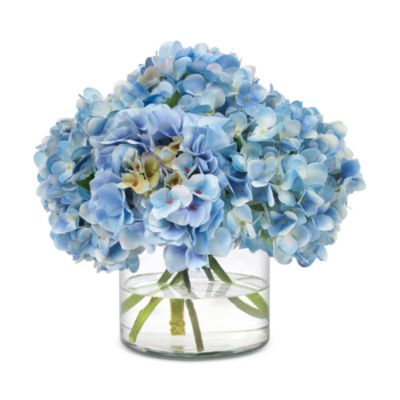 Diane James Home - Faux Blue Hydrangea in Glass Cylinder