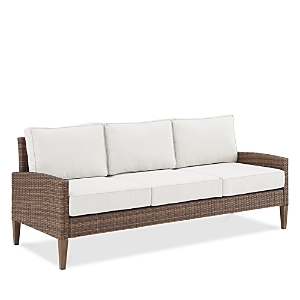 Crosley Capella Outdoor Wicker Sofa In Creme