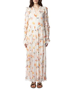 Zadig & Voltaire Floral-print Maxi Dress In Mastic