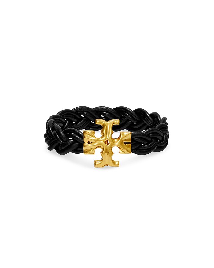 Tory Burch Fisherman Logo Clasp Braided Leather Flex Bracelet In 18K Gold  Plated | Bloomingdale'S