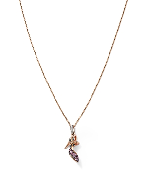 Bloomingdale's Pink Sapphire, White Diamond & Black Diamond High Heel Pendant Necklace in 14K White 