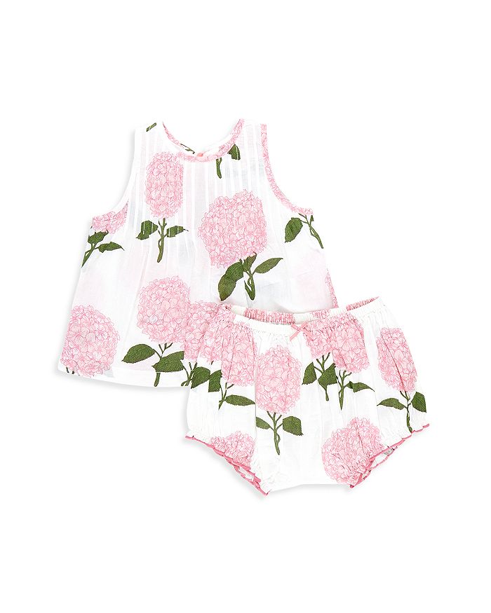Claire & Charlie Baby / Toddler Girls Pink Floral & Seersucker Bloomers Set