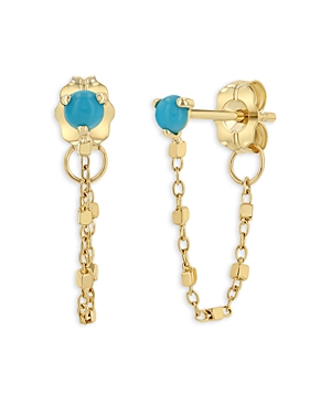 Zoë Chicco Women's 14k Yellow Gold & Turquoise Chain Earrings In Gold/blue
