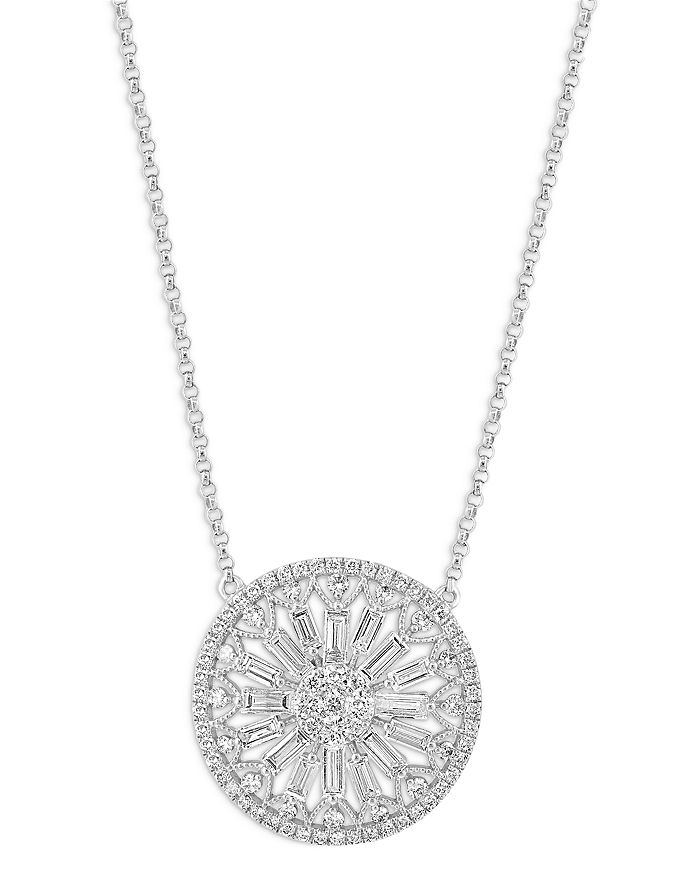 Bloomingdale's - Diamond Round & Baguette Mandala Pendant Necklace in 14K White Gold, 2.20 ct. t.w. - 100% Exclusive