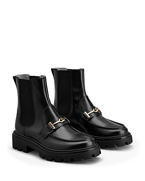 Shop Tod's Women's Pull On Hardware Chelsea Booties In Black